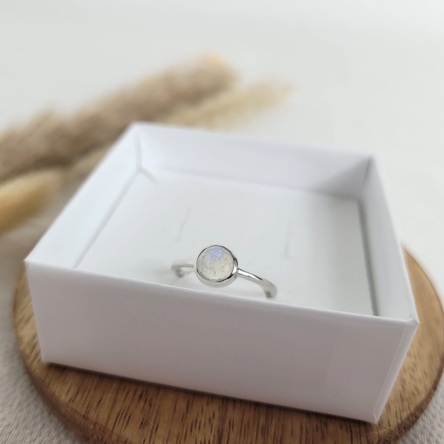 Regenbogenmondstein Ring Silber 925 Ringgröße 54