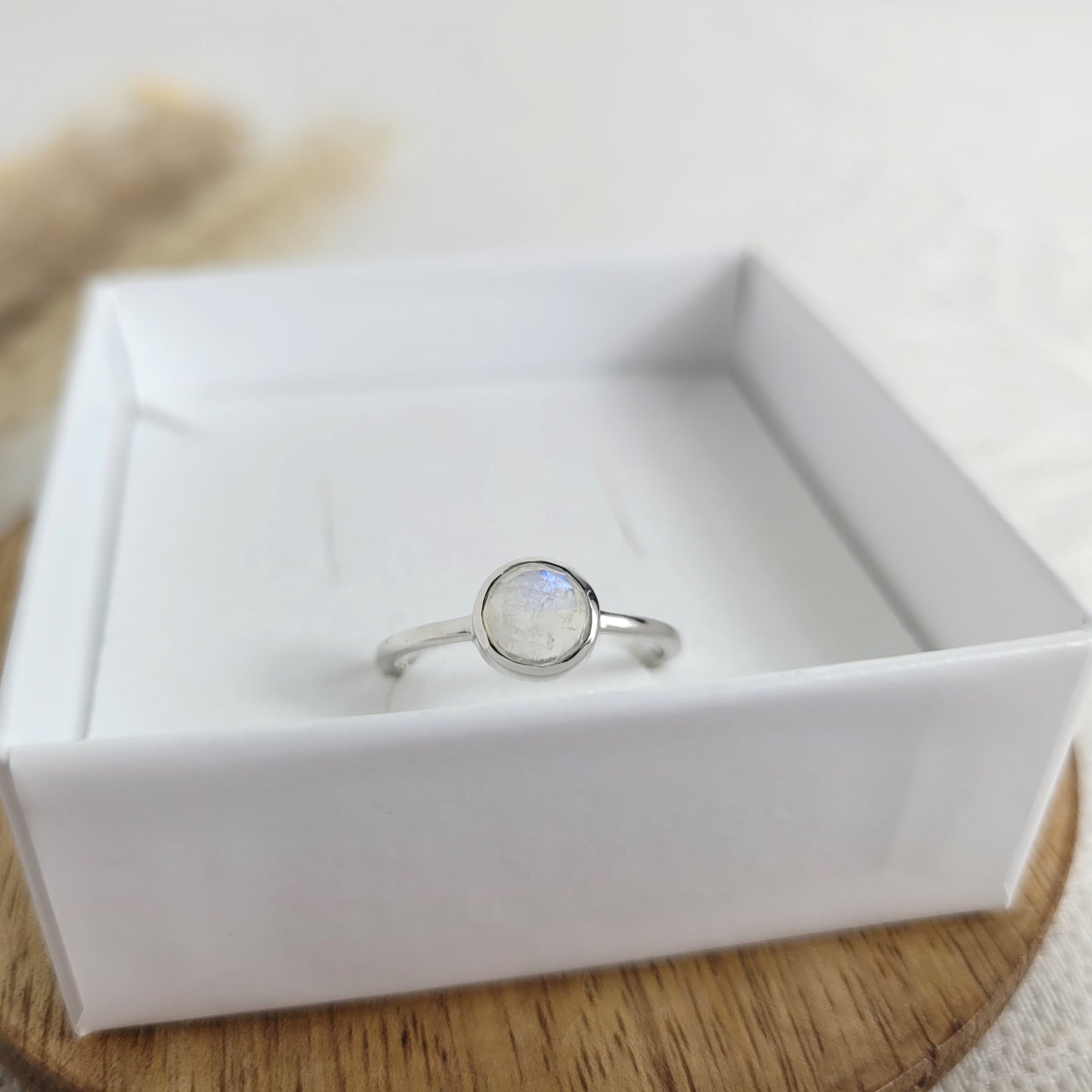 Regenbogenmondstein Ring Silber 925 Ringgröße 56