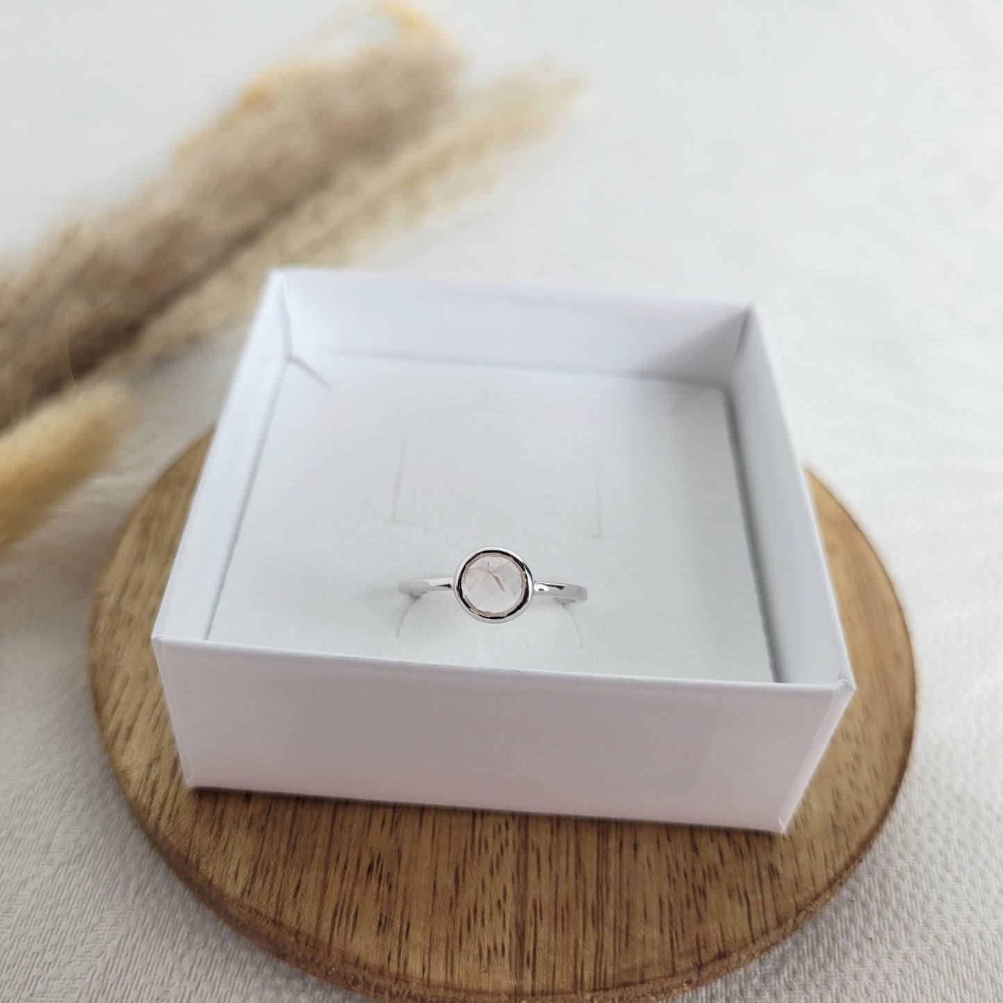 Rosenquarz Ring Silber 925 Ringgröße 52