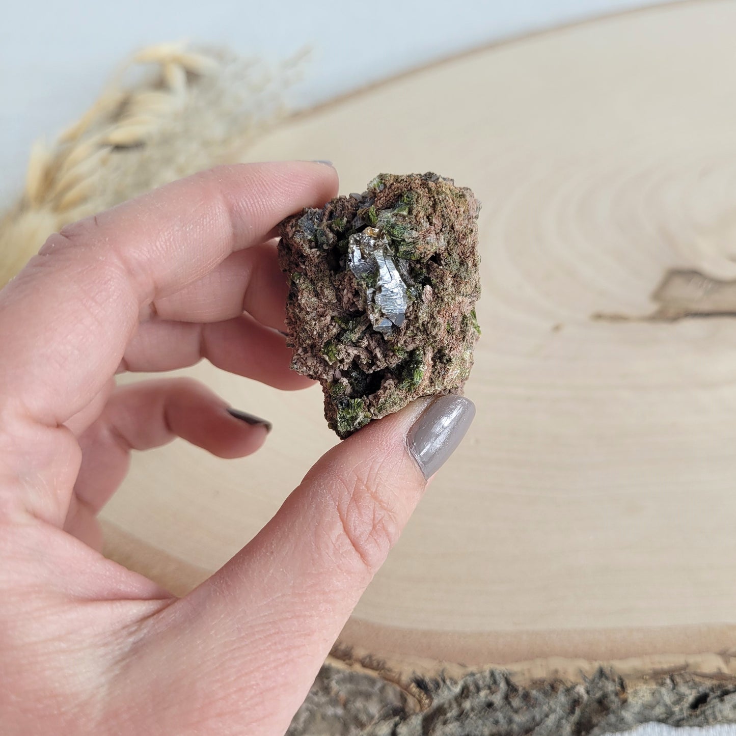 Sphalerit Epidot Kristallstufe