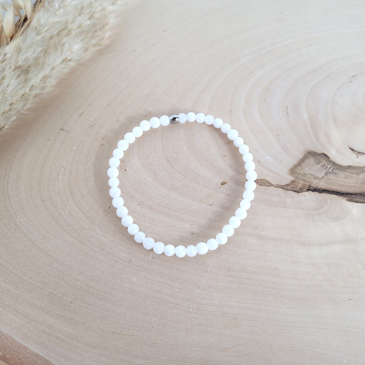 Baryt Armband 4 mm - Varianten verfügbar mit Edelstahl Perle oder Perle Silber 925 vergoldet