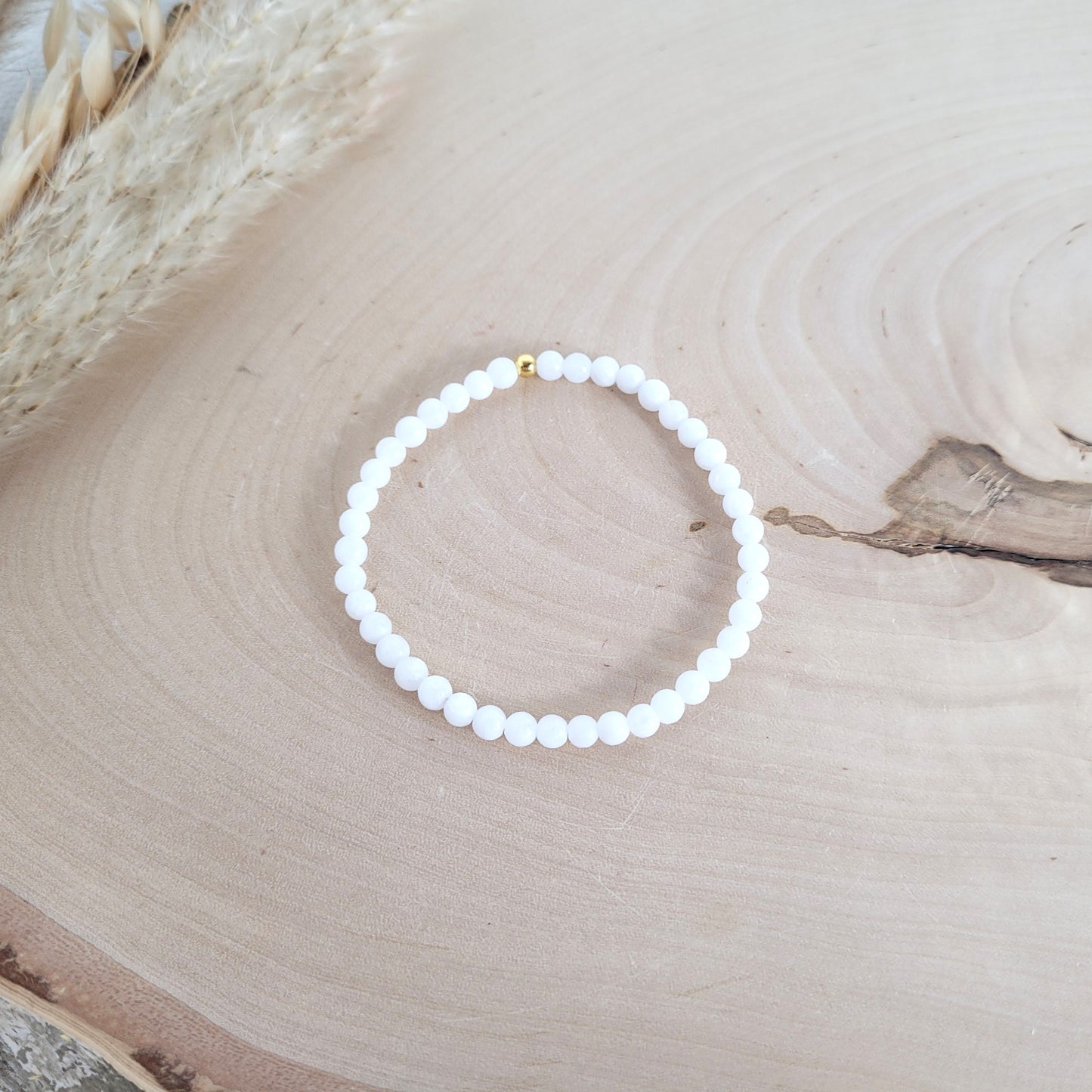 Baryt Armband 4 mm - Varianten verfügbar mit Edelstahl Perle oder Perle Silber 925 vergoldet