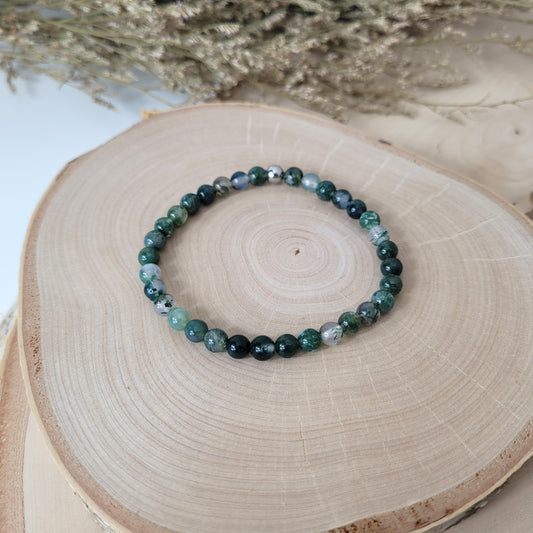 Moosachat Armband Kugeln 6 mm