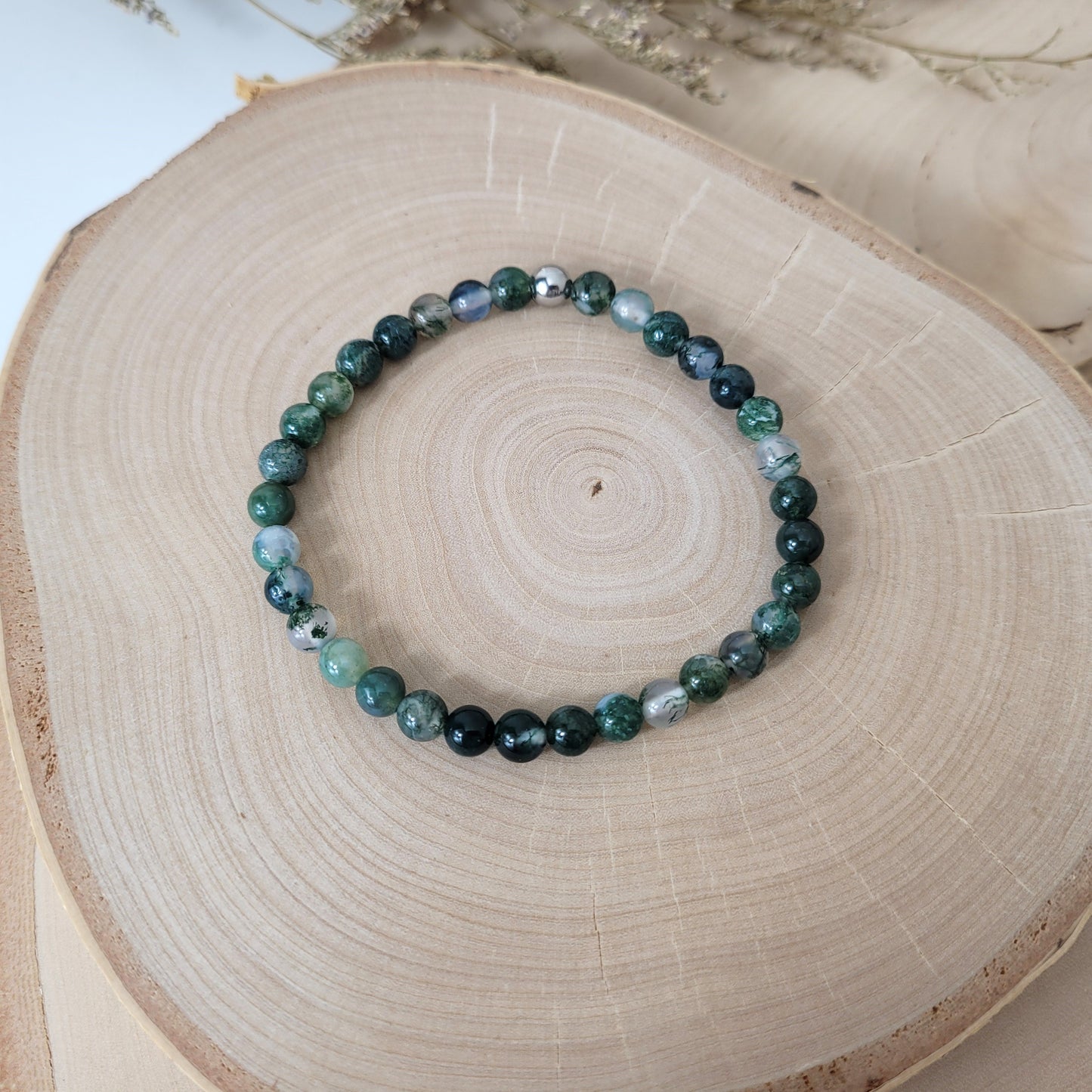Moosachat Armband Kugeln 6 mm