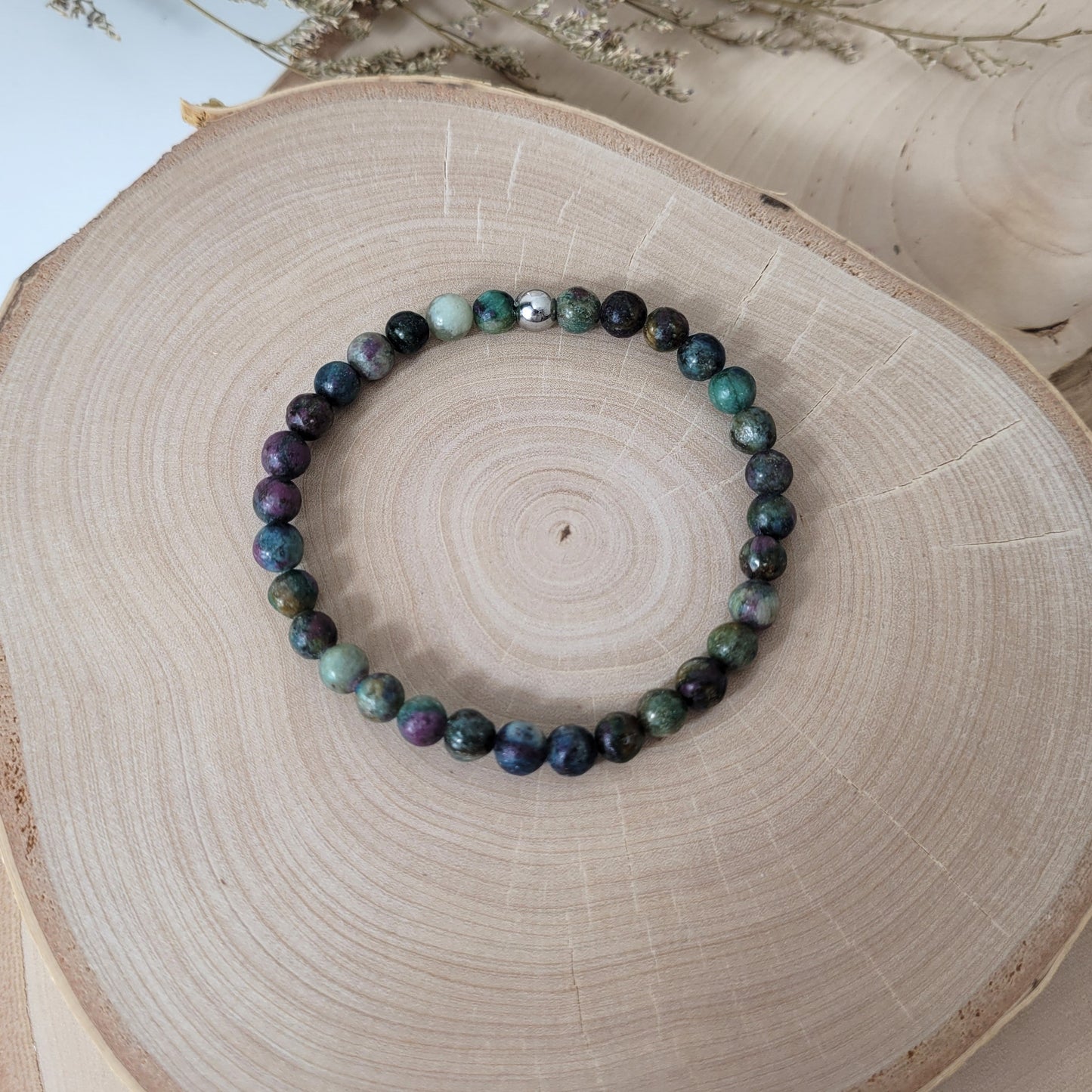 Disthen Rubin Armband Kugeln 6mm
