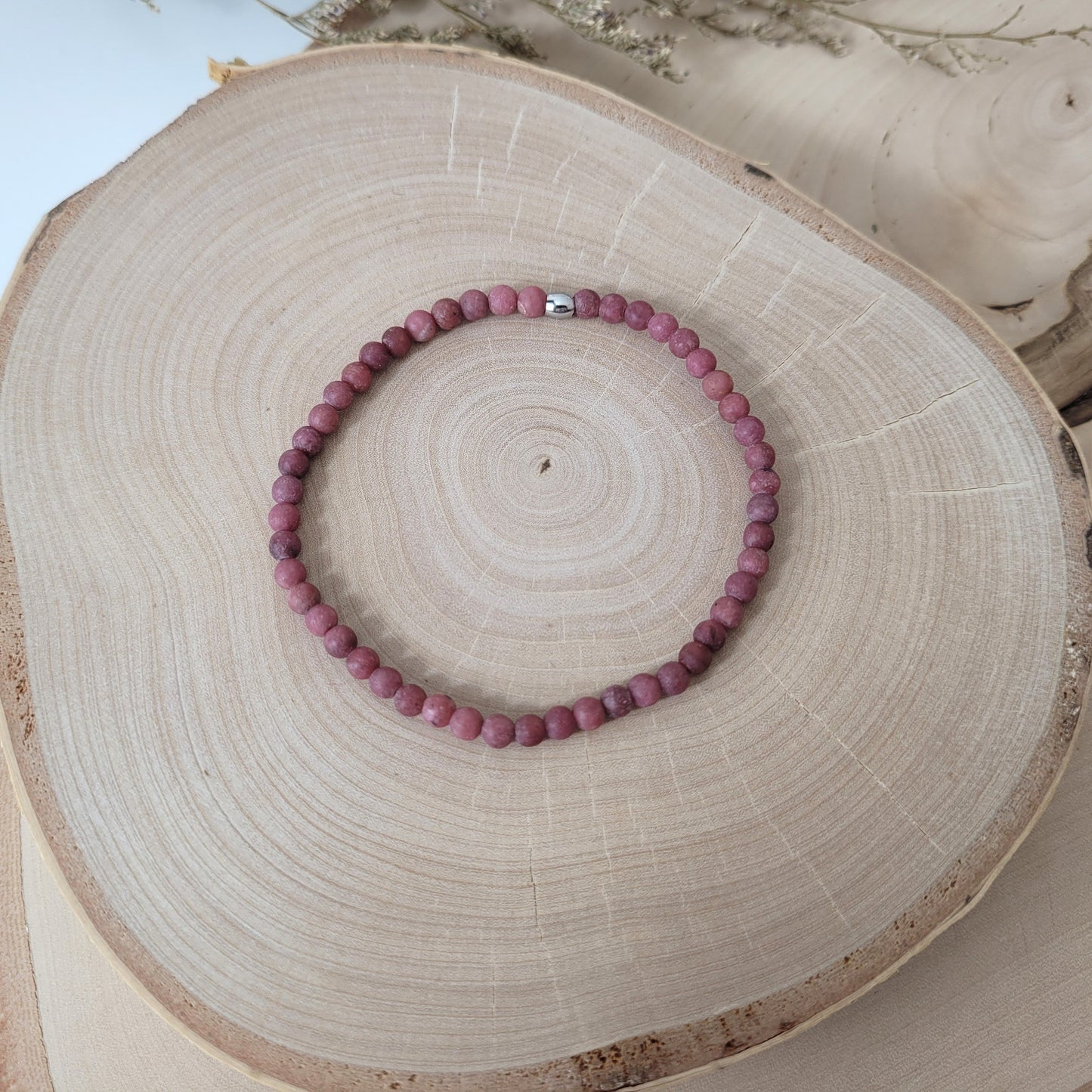 Rhodonit Armband Kugeln matt 4 mm