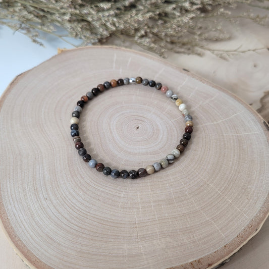 Versteinertes Holz Armband Kugeln 4 mm