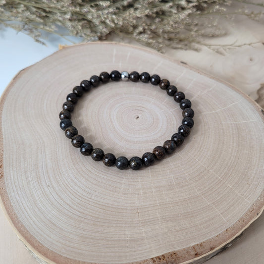Bronzit Armband Kugeln 6mm