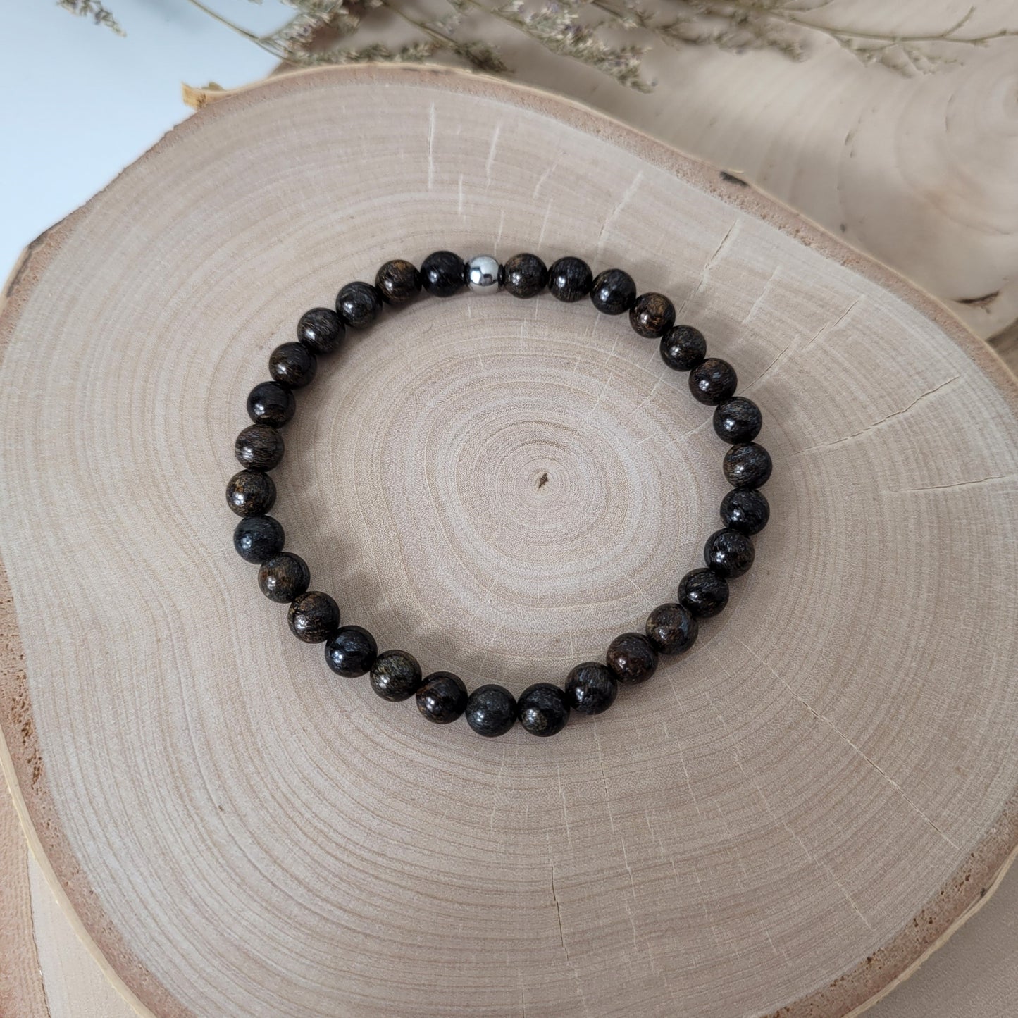 Bronzit Armband Kugeln 6mm