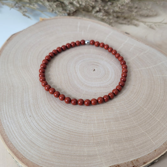 Roter Jaspis Armband Kugeln 4 mm