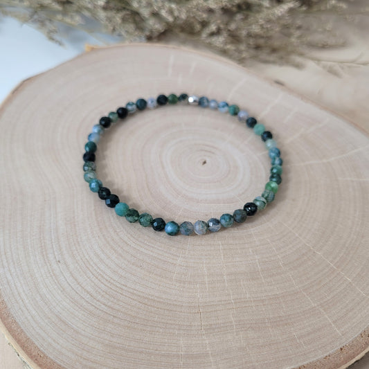 Moosachat Armband Kugeln facettiert 4mm