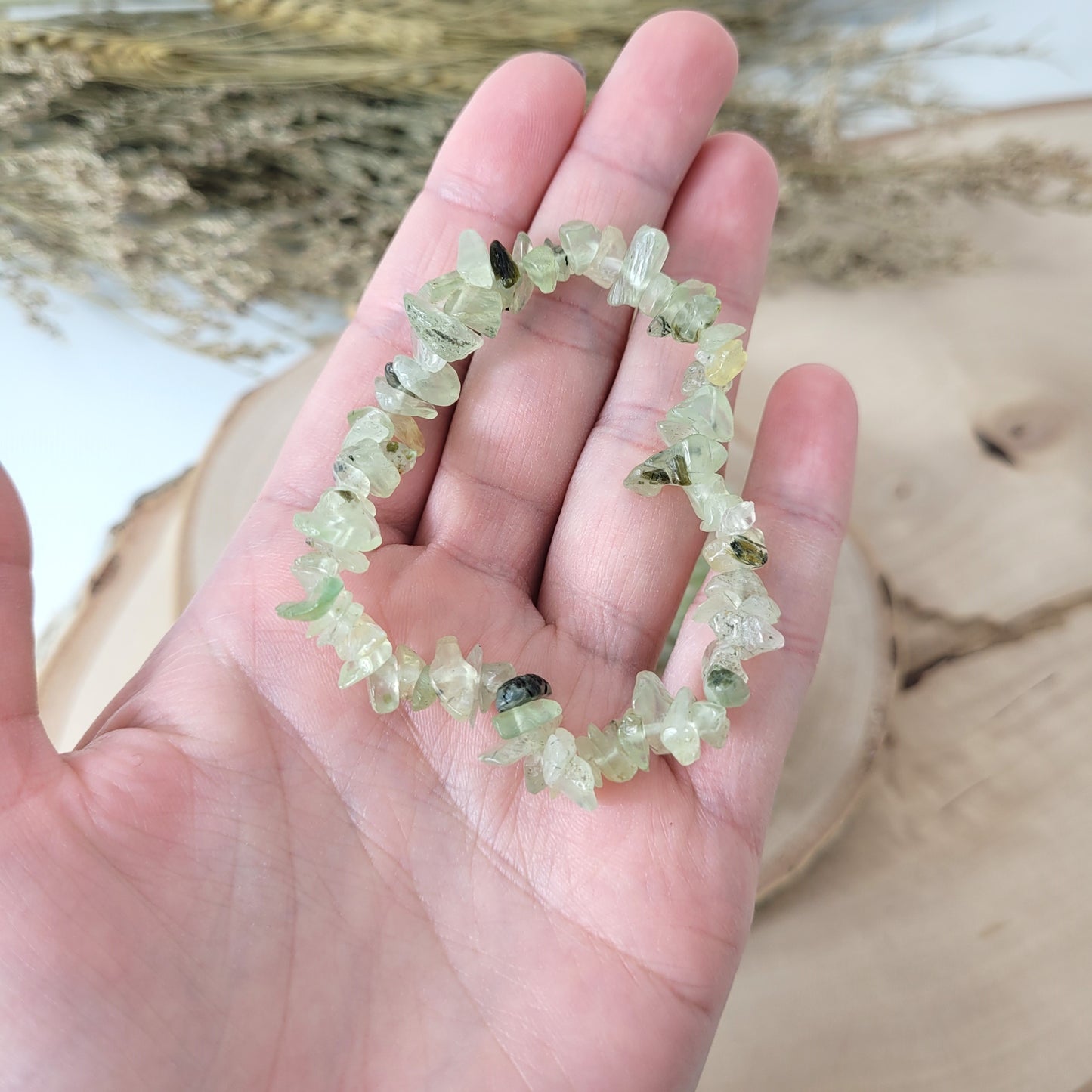 Splitterarmband Prehnit mit Epidot