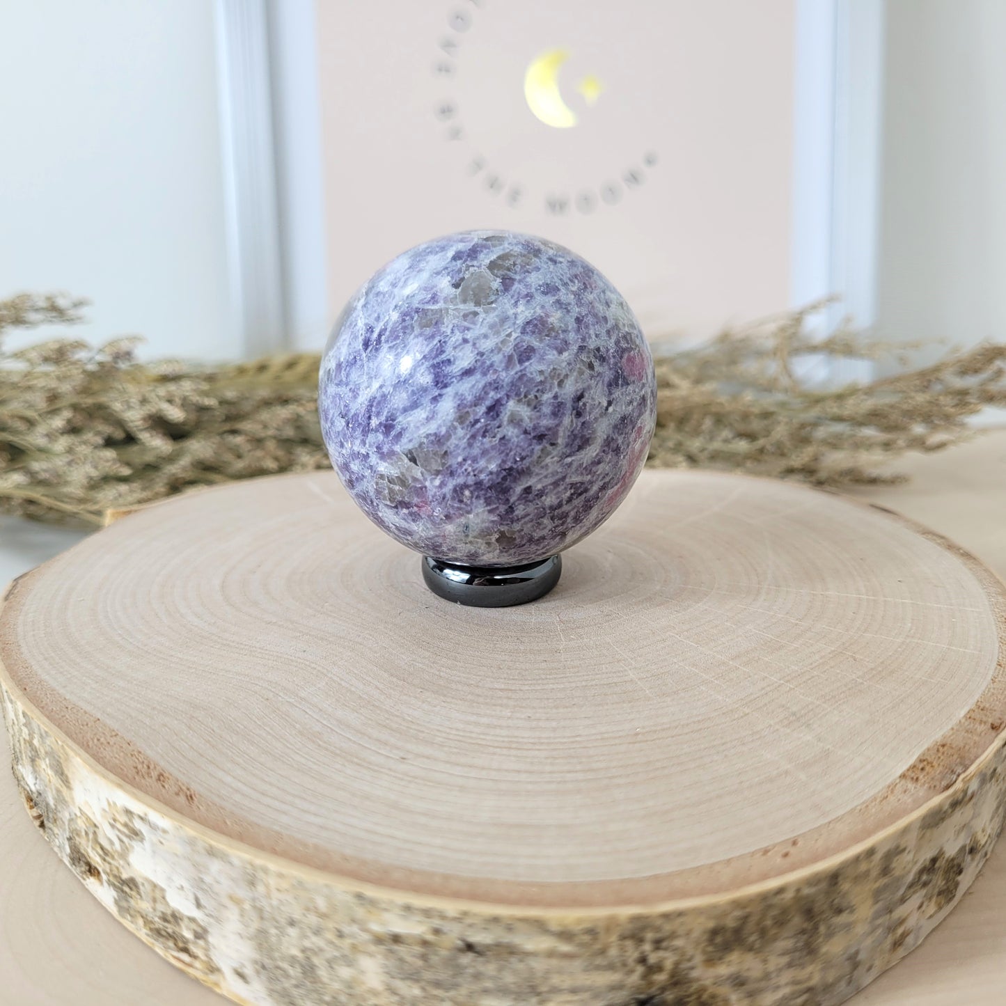 Pinker Turmalin in Lepidolith und Feldspat Unicorn Stone Kugel 4,9cm Durchmesser