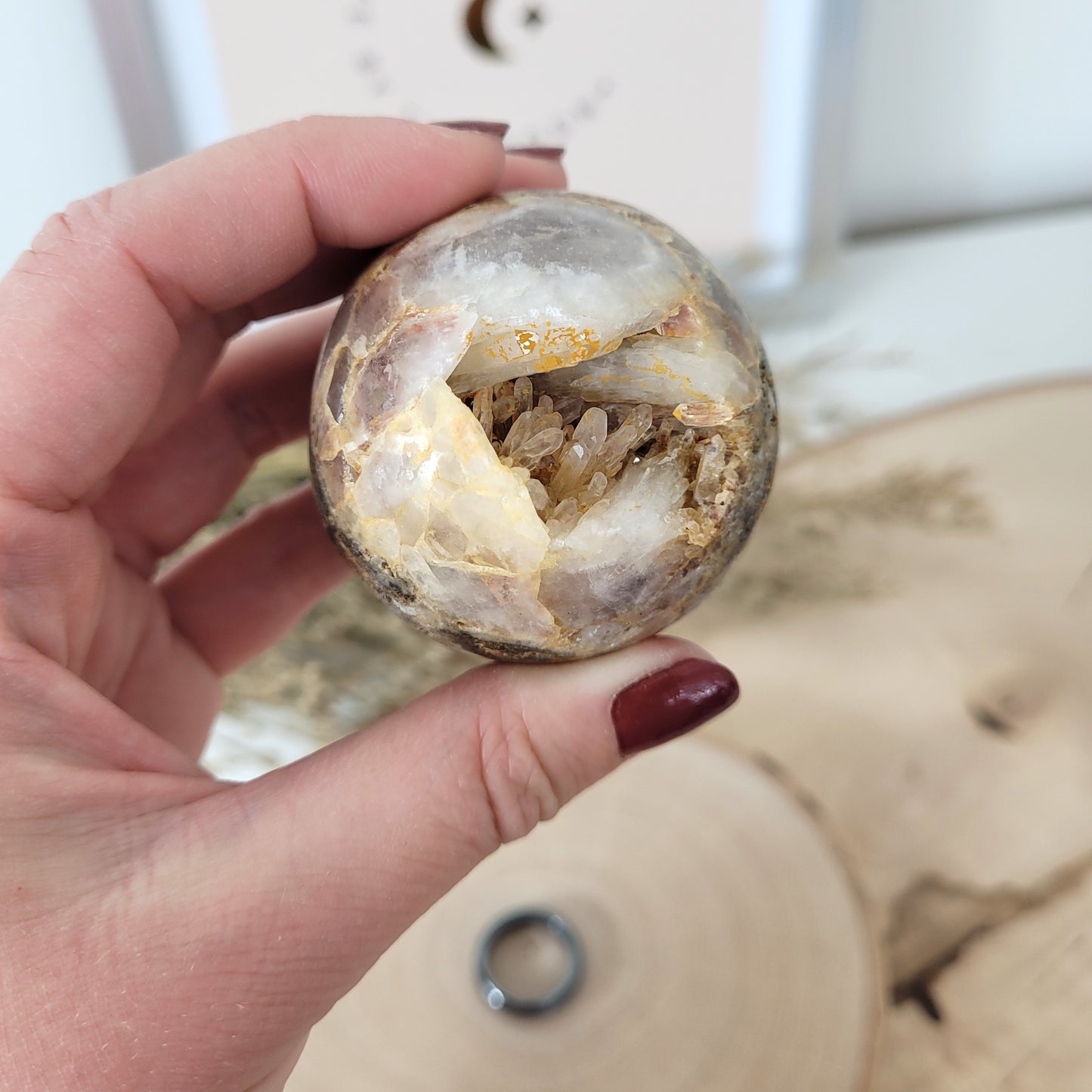 Bergkristall Opalgestein Kugel 5,1cm Durchmesser, 169g