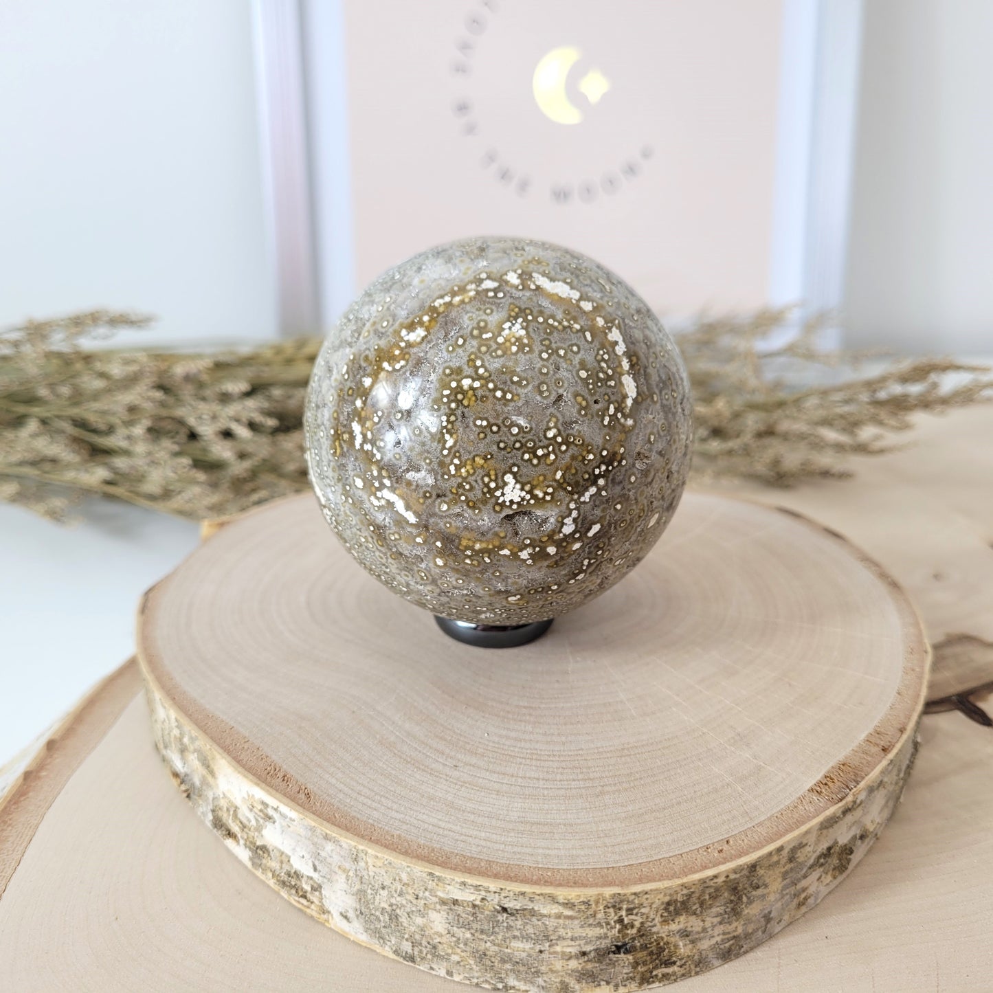 Ozean Chalcedon Kugel Druzy Sphärolith Chalcedon 6,9cm Durchmesser, 435g