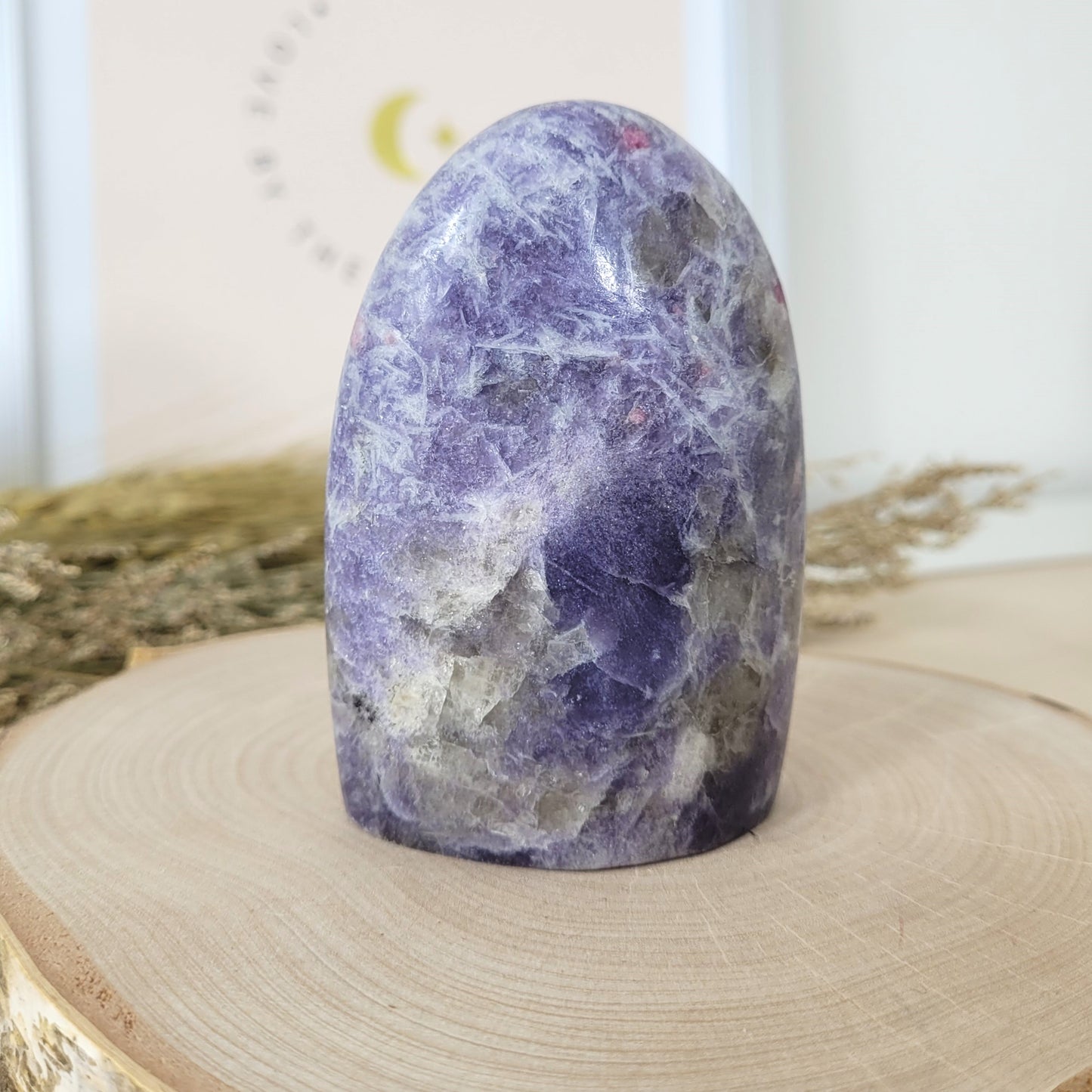 Unicorn Stone Pinker Turmalin in Lepidolith und Feldspat Freiform 8,2 x 5,5cm, 249g