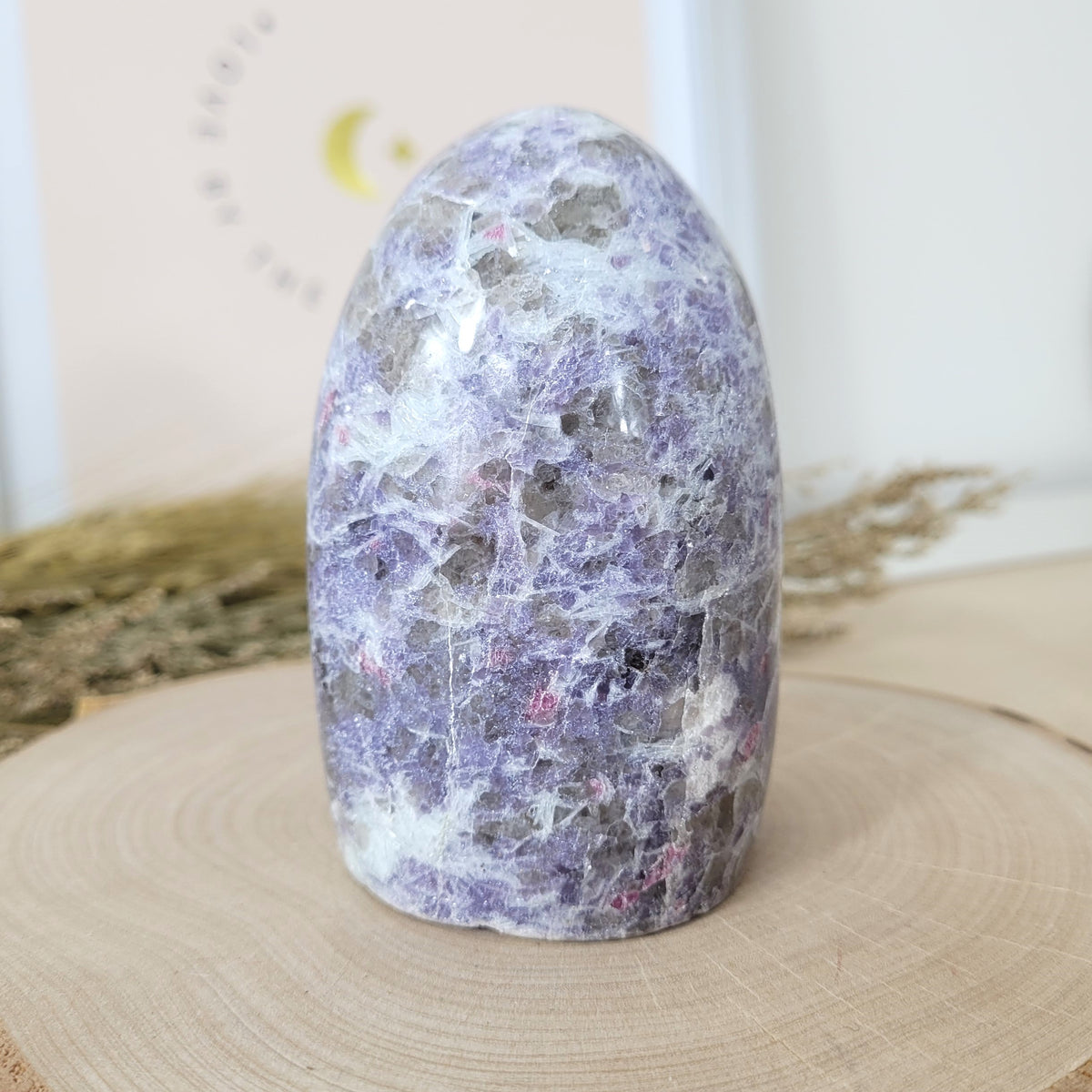 Unicorn Stone Pinker Turmalin in Lepidolith und Feldspat Freiform 8,3 x 5,4cm, 405g