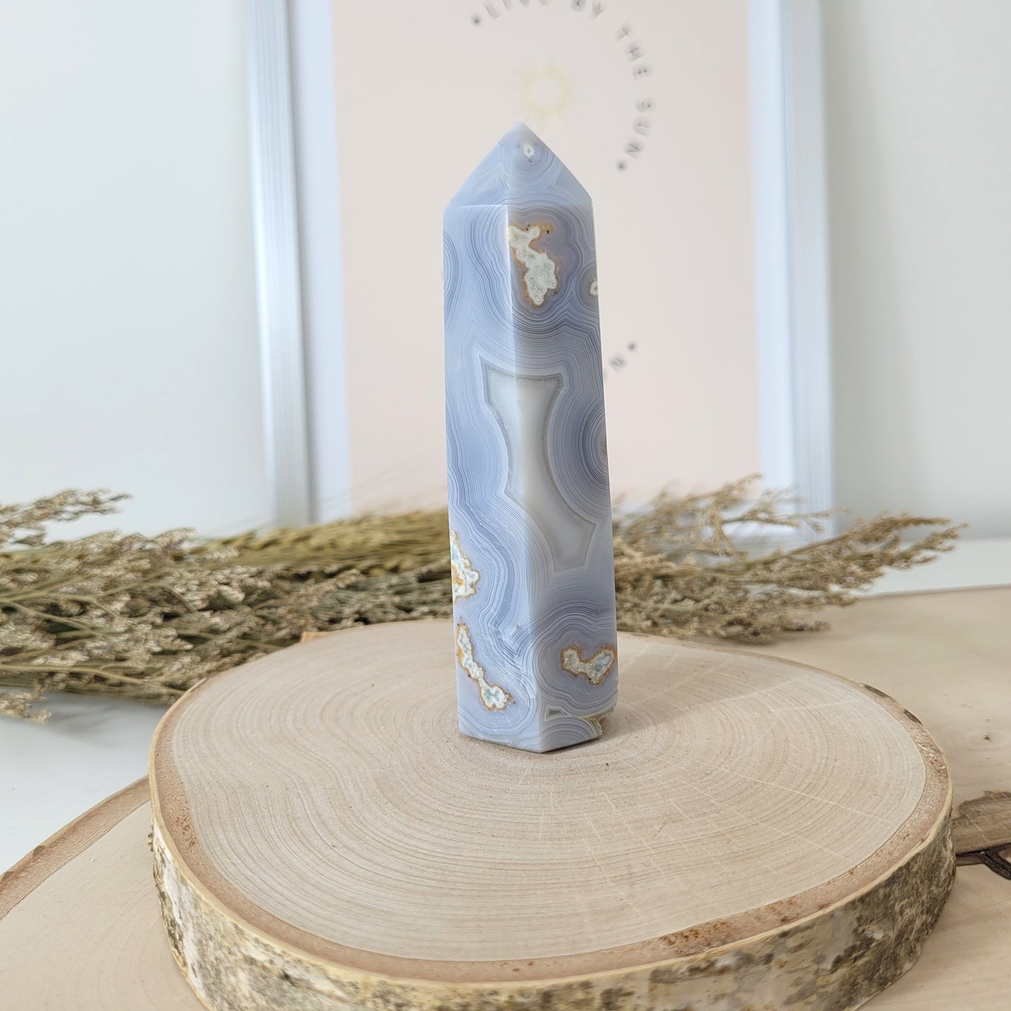 Dendriten Achat Turm 11,3 x 3,4 cm, 192g