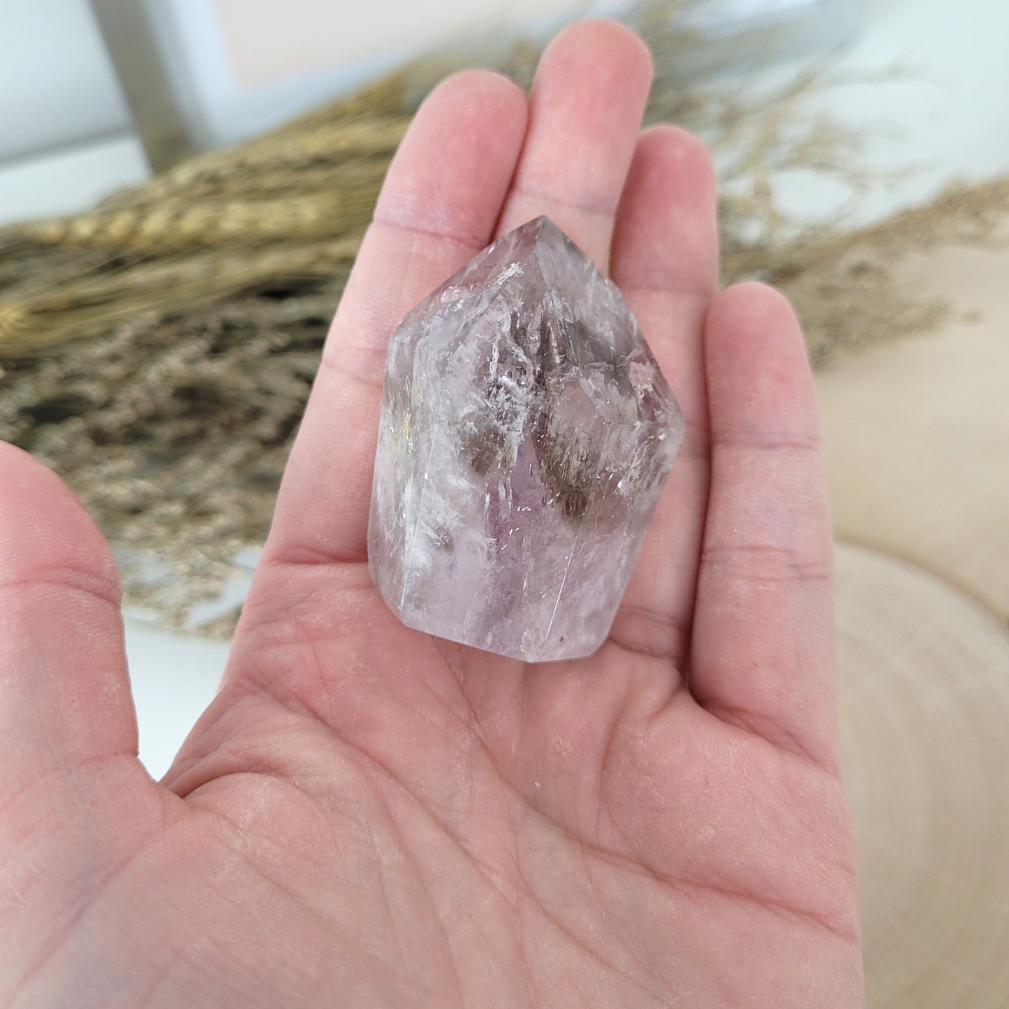 Amethyst mit Rauchquarz Spitze 4,7 x 3,1cm, 55g