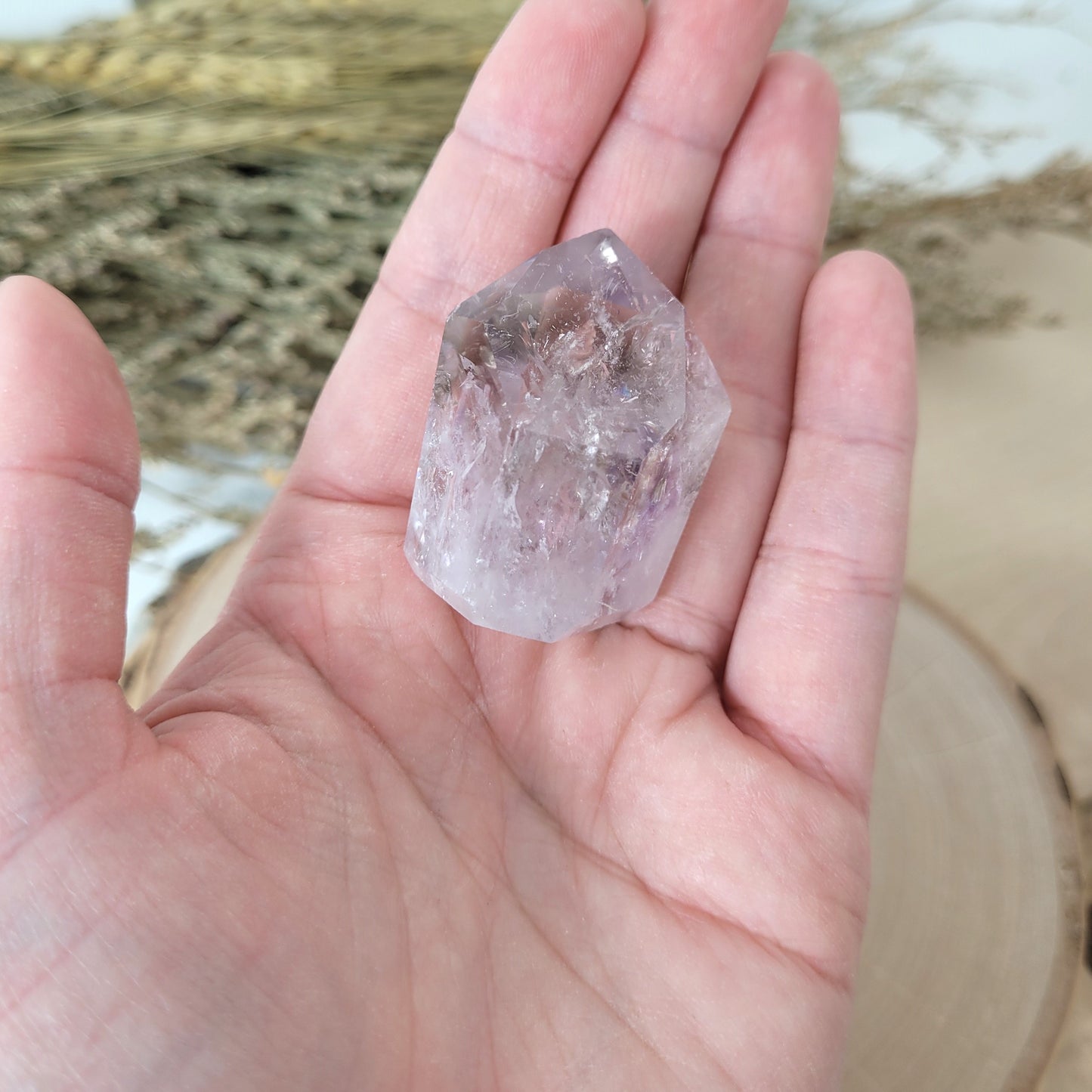 Amethyst mit Rauchquarz Spitze 3,8 x 2,5cm, 37g