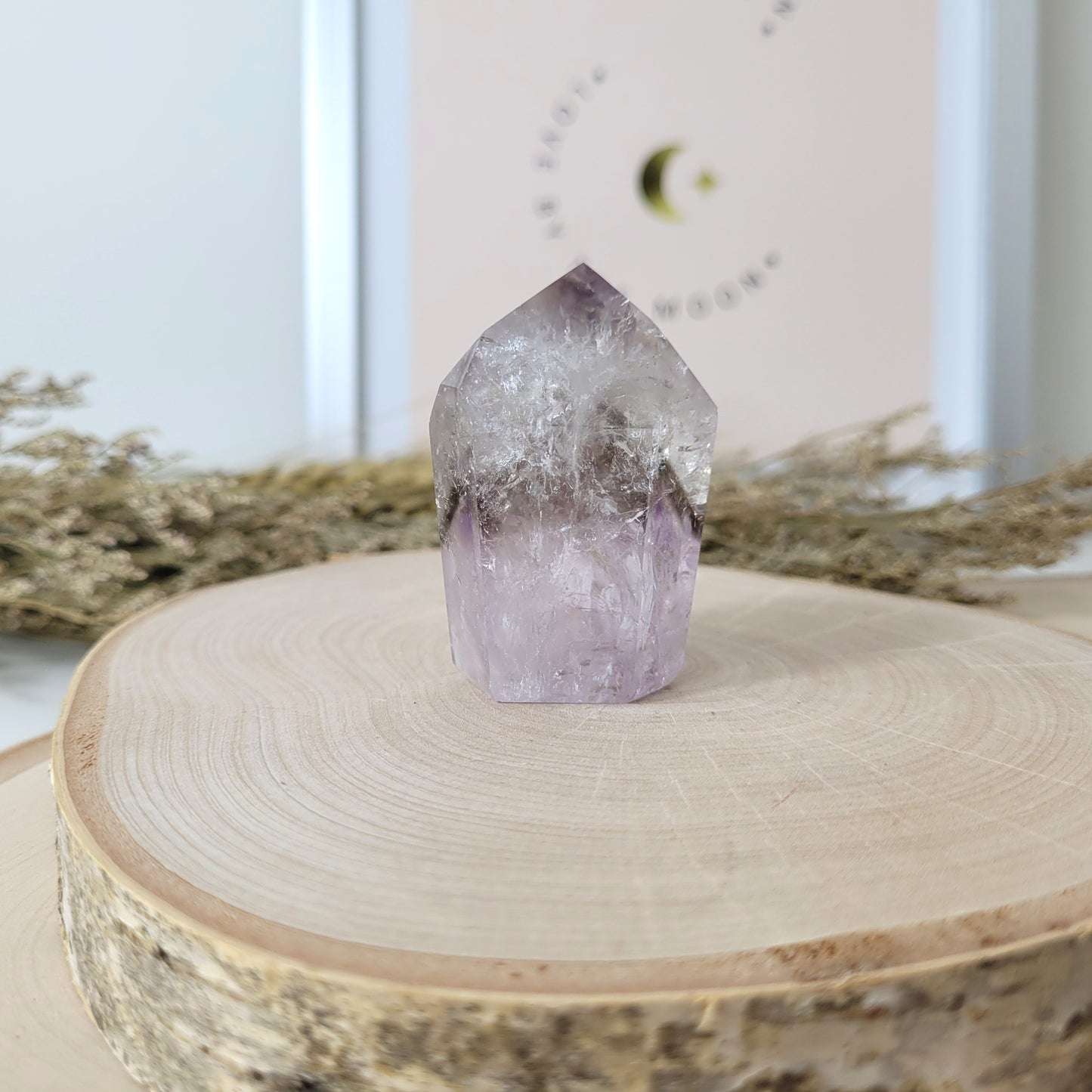 Amethyst mit Rauchquarz Spitze 5,3 x 3,1cm, 70g