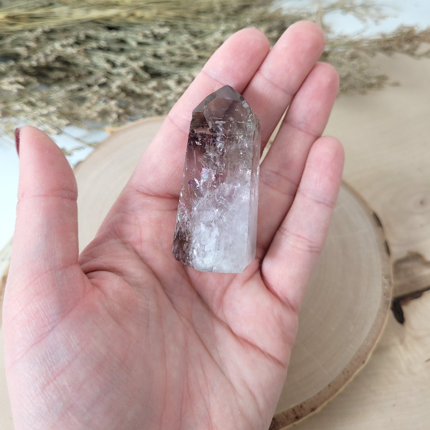 Amethyst mit Rauchquarz Spitze 5,6 x 2,6cm, 45g