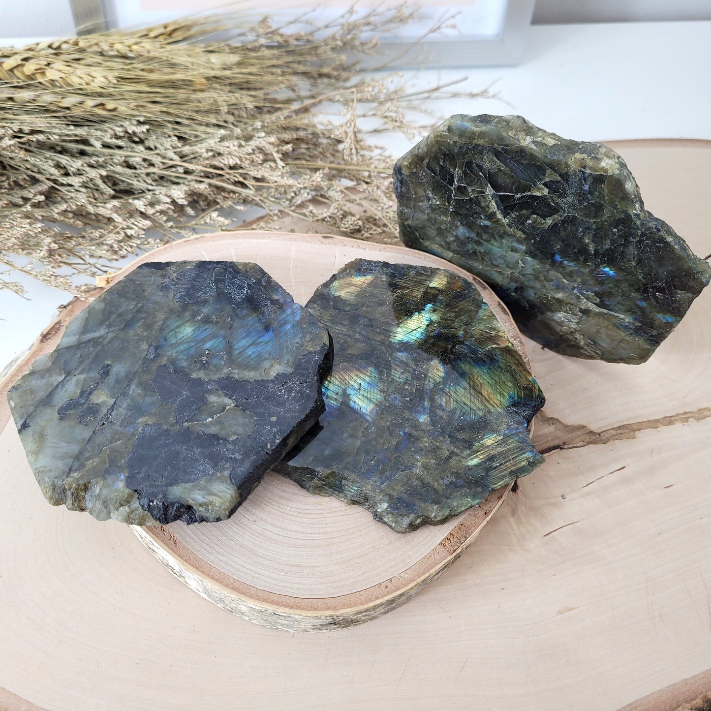 Angebot des Tages 25.02.2026 Set bestehend aus: 3 Stück Labradorit Scheiben