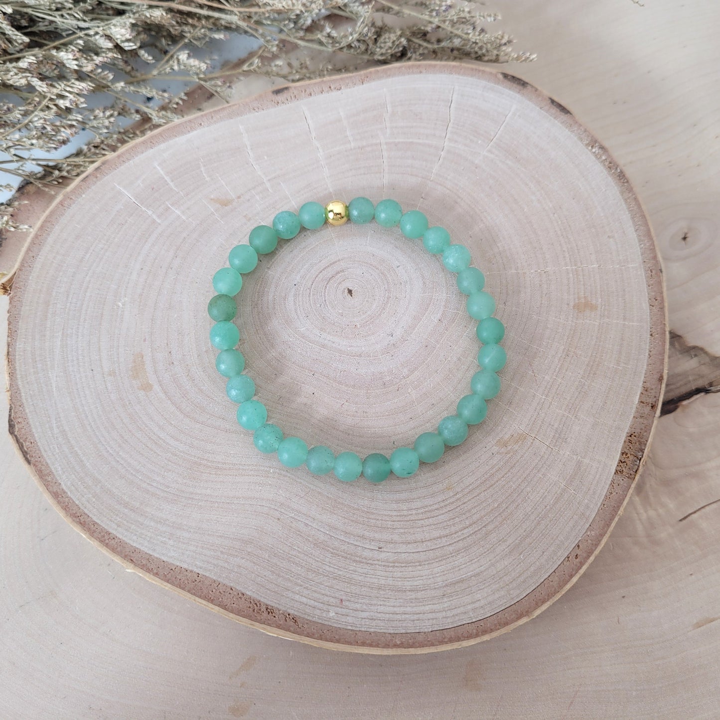 Aventurin Armband matt Kugeln 6mm mit Silber 925 vergoldet Perle
