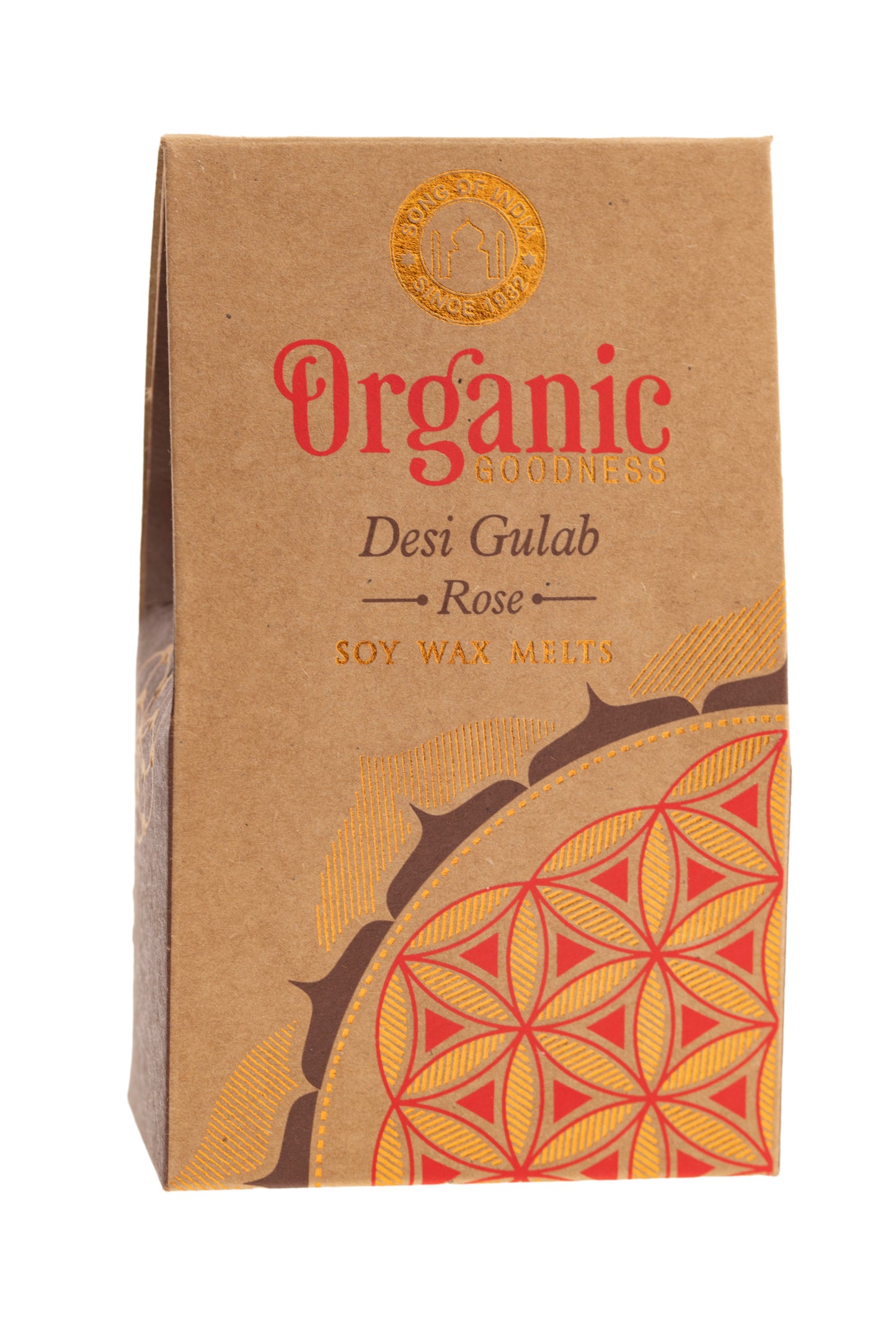 Organic Goodness Sojawachstaler Wildrose mit Blume des Lebens für Aromalampen