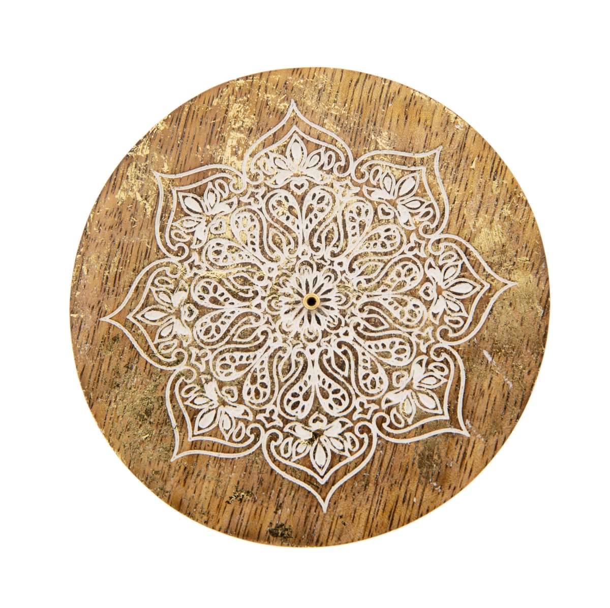 Mandala Räucherstäbchenhalter rund Goldverzierung