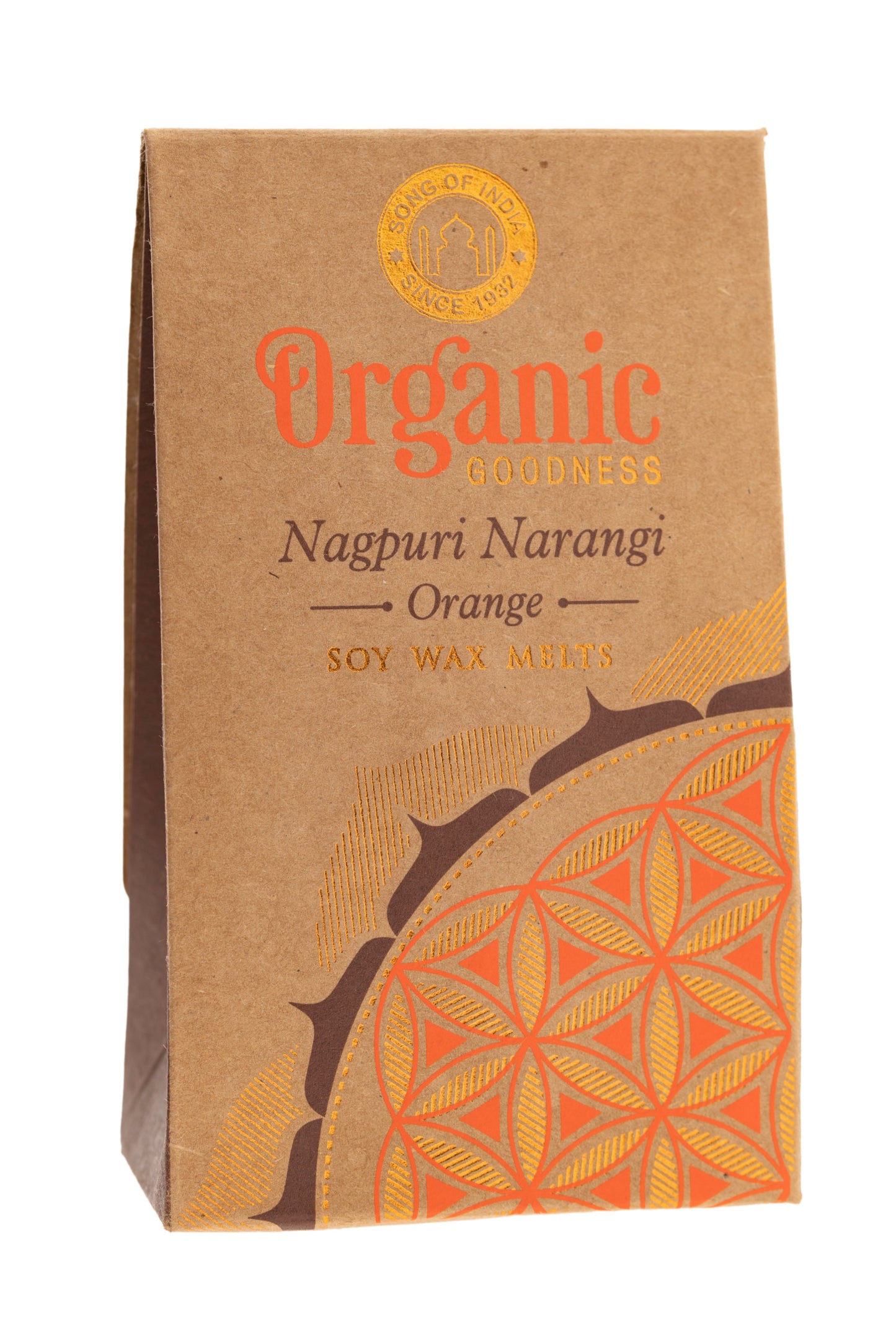 Organic Goodness Sojawachstaler Orange mit Blume des Lebens für Aromalampen