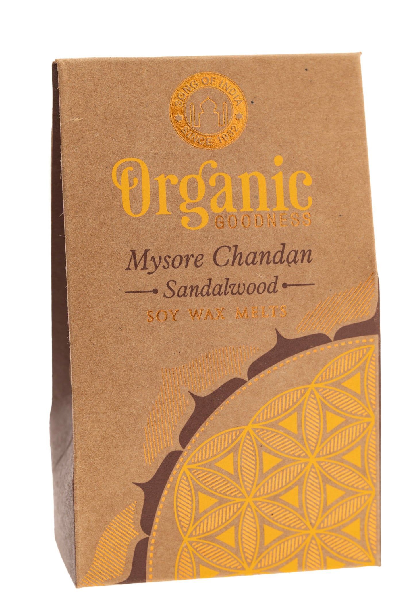 Organic Goodness Sojawachstaler Sandelholz mit Blume des Lebens für Aromalampen