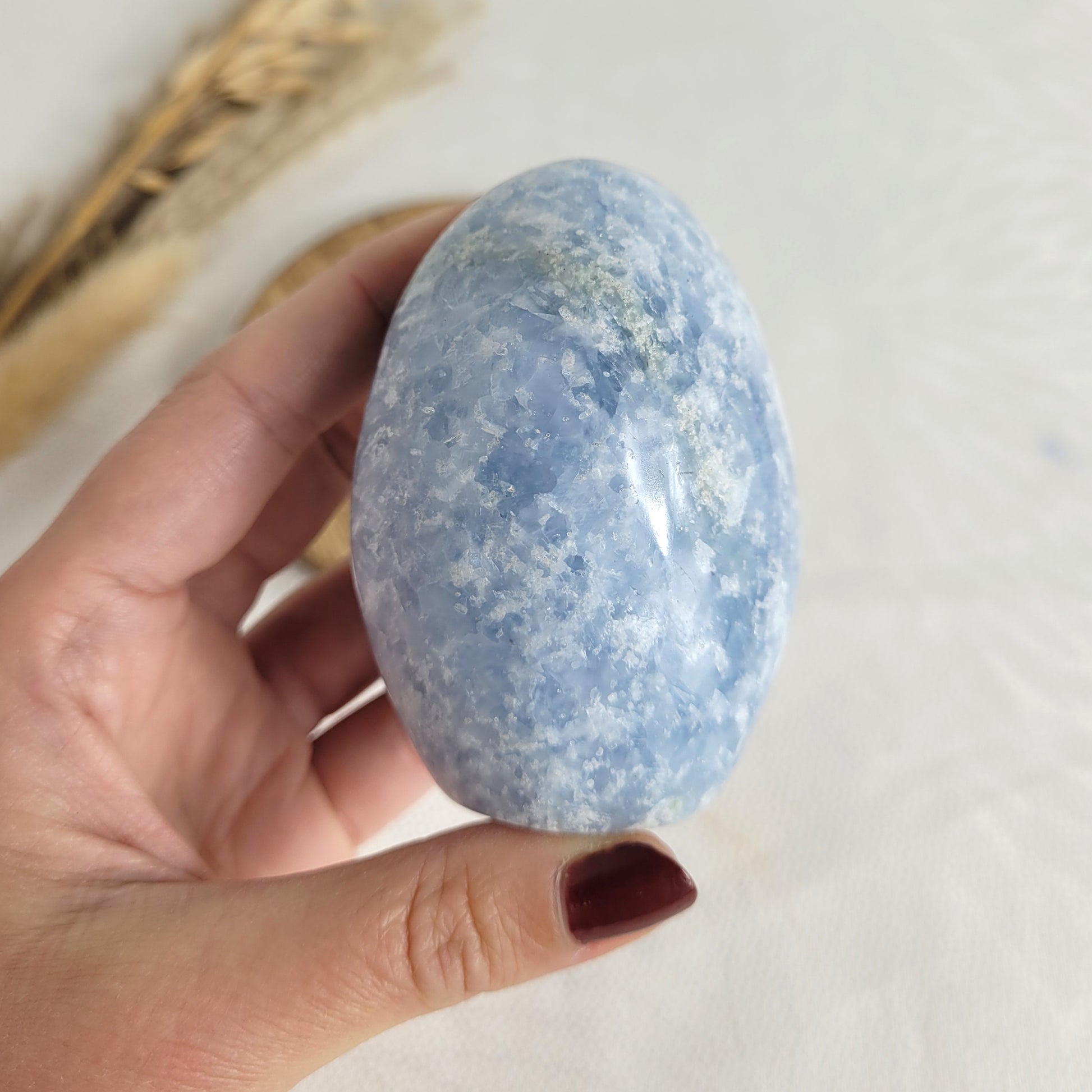 Blauer Calcit Freiform geschliffen Dekostein