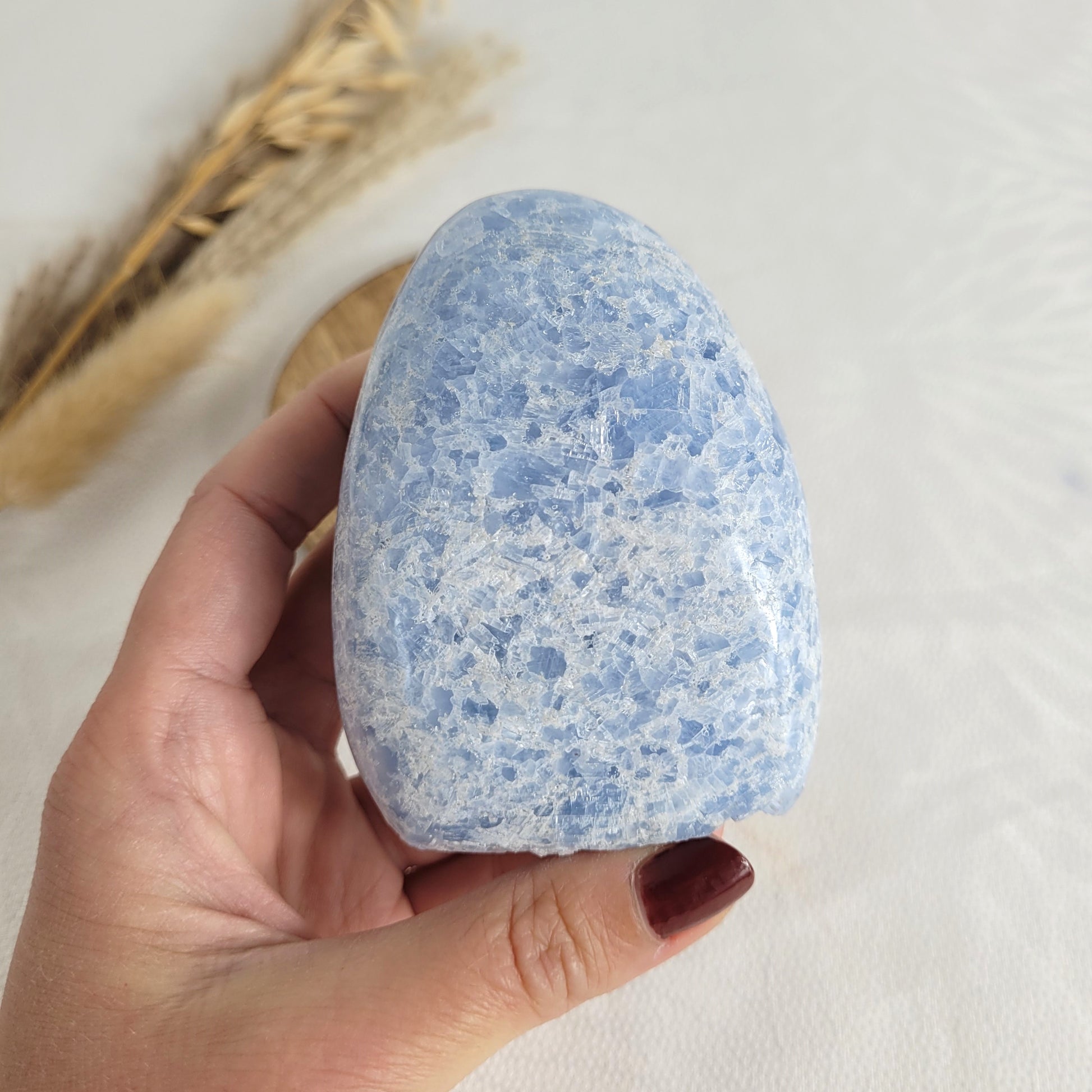 Blauer Calcit Freiform geschliffen Dekostein