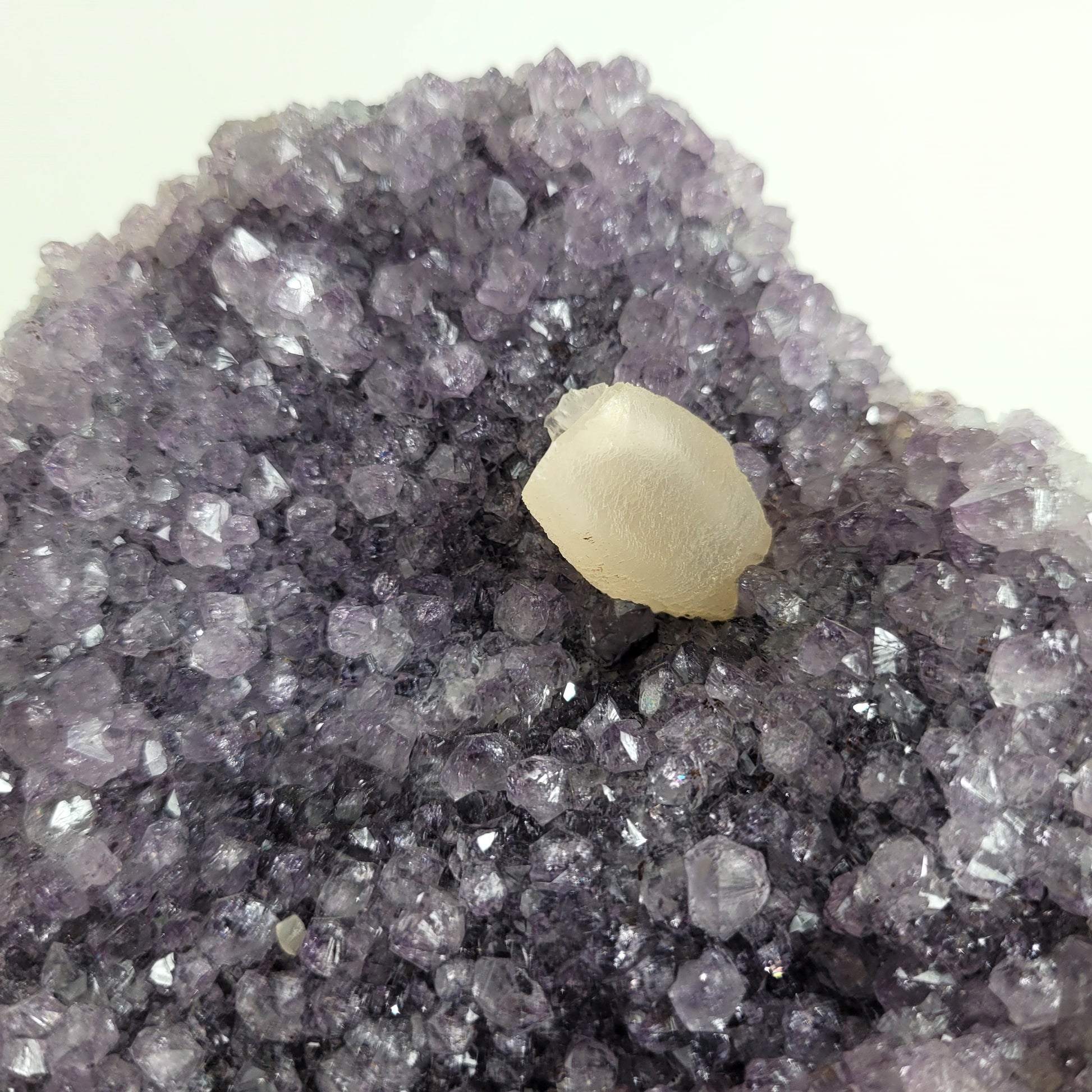 Amethyst Kristalldruse mit Calcit