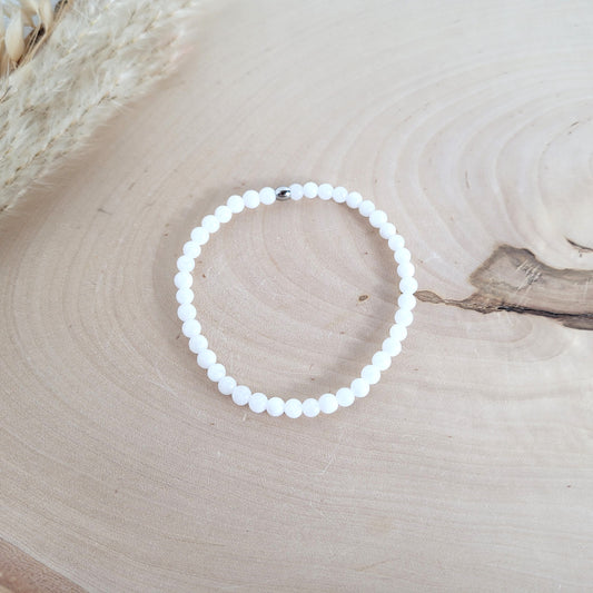 Baryt Armband 4 mm - Varianten verfügbar mit Edelstahl Perle oder Perle Silber 925 vergoldet