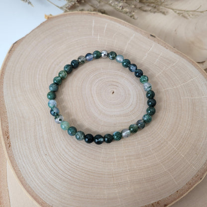 Moosachat Armband Kugeln 6 mm