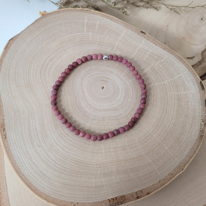 Rhodonit Armband Kugeln matt 4 mm