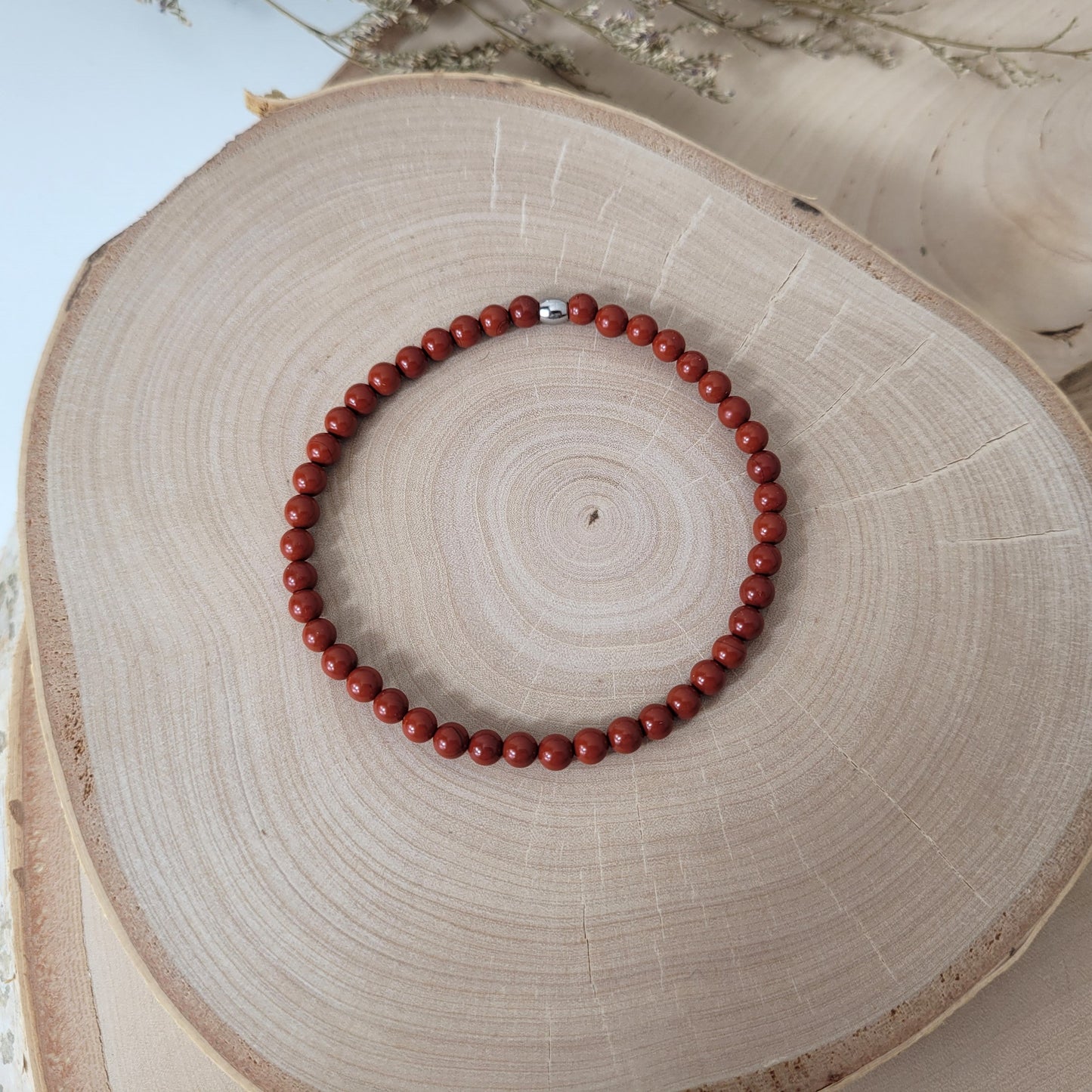 Roter Jaspis Armband Kugeln 4 mm