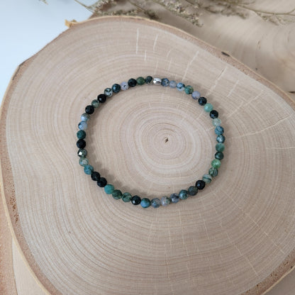 Moosachat Armband Kugeln facettiert 4mm