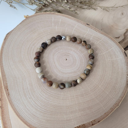 Versteinertes Holz Armband Kugeln matt 6mm