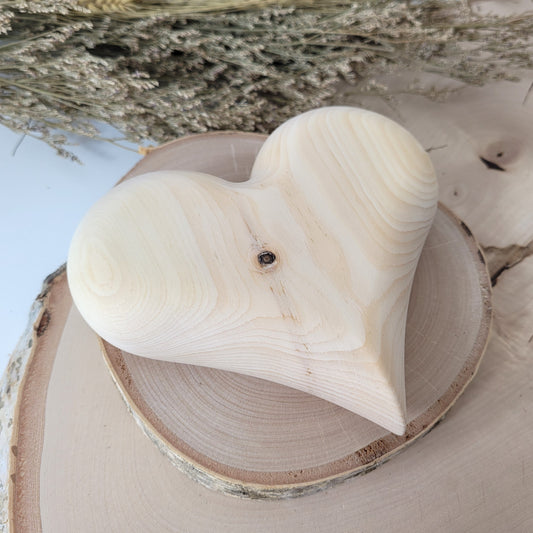 Zirbenholz Herz bauchig, Handschmeichler groß, 13 x 12 cm