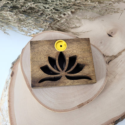Backflow Räucherkegelhalter Lotus Mangoholz