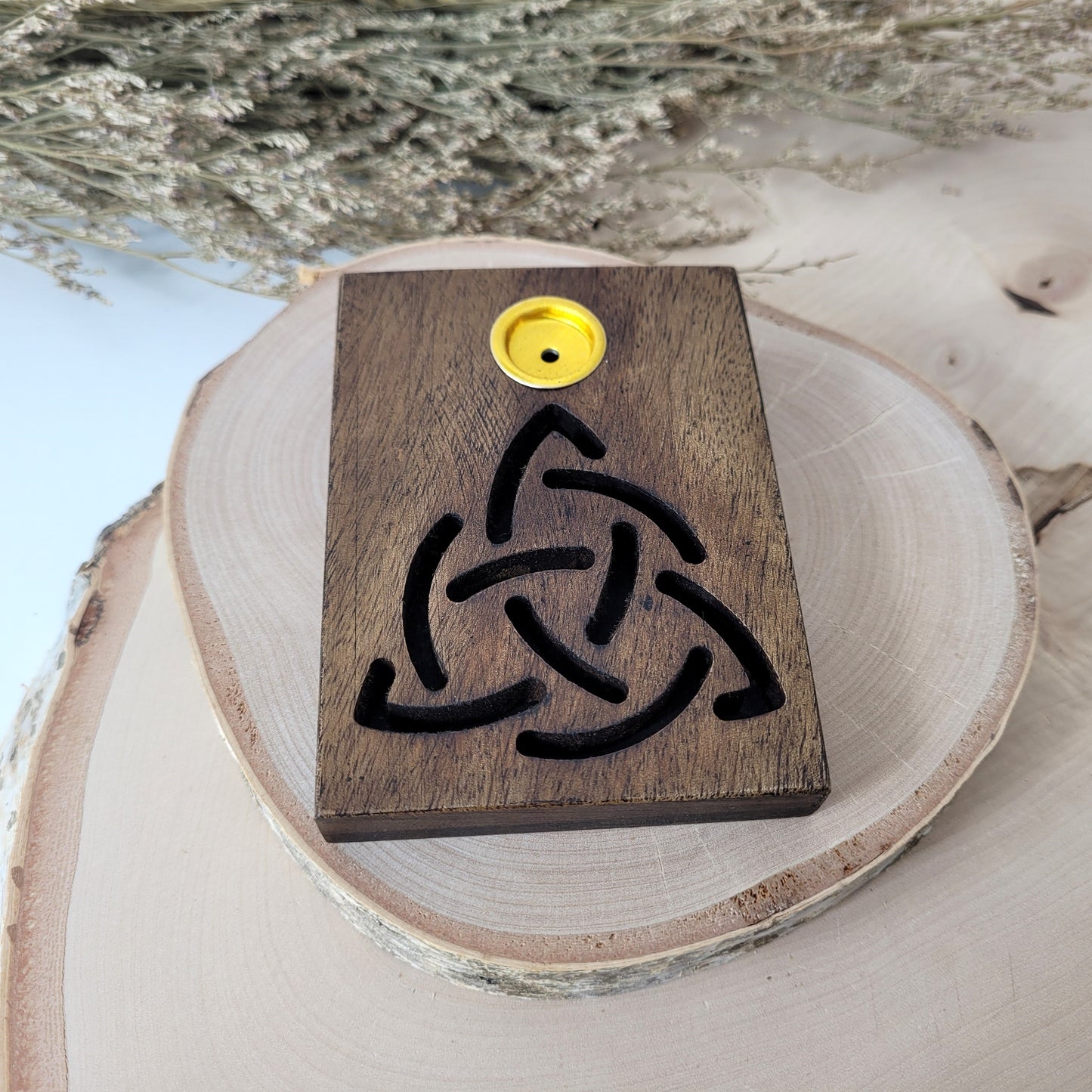 Backflow Räucherkegelhalter Trinitätsknoten Mangoholz