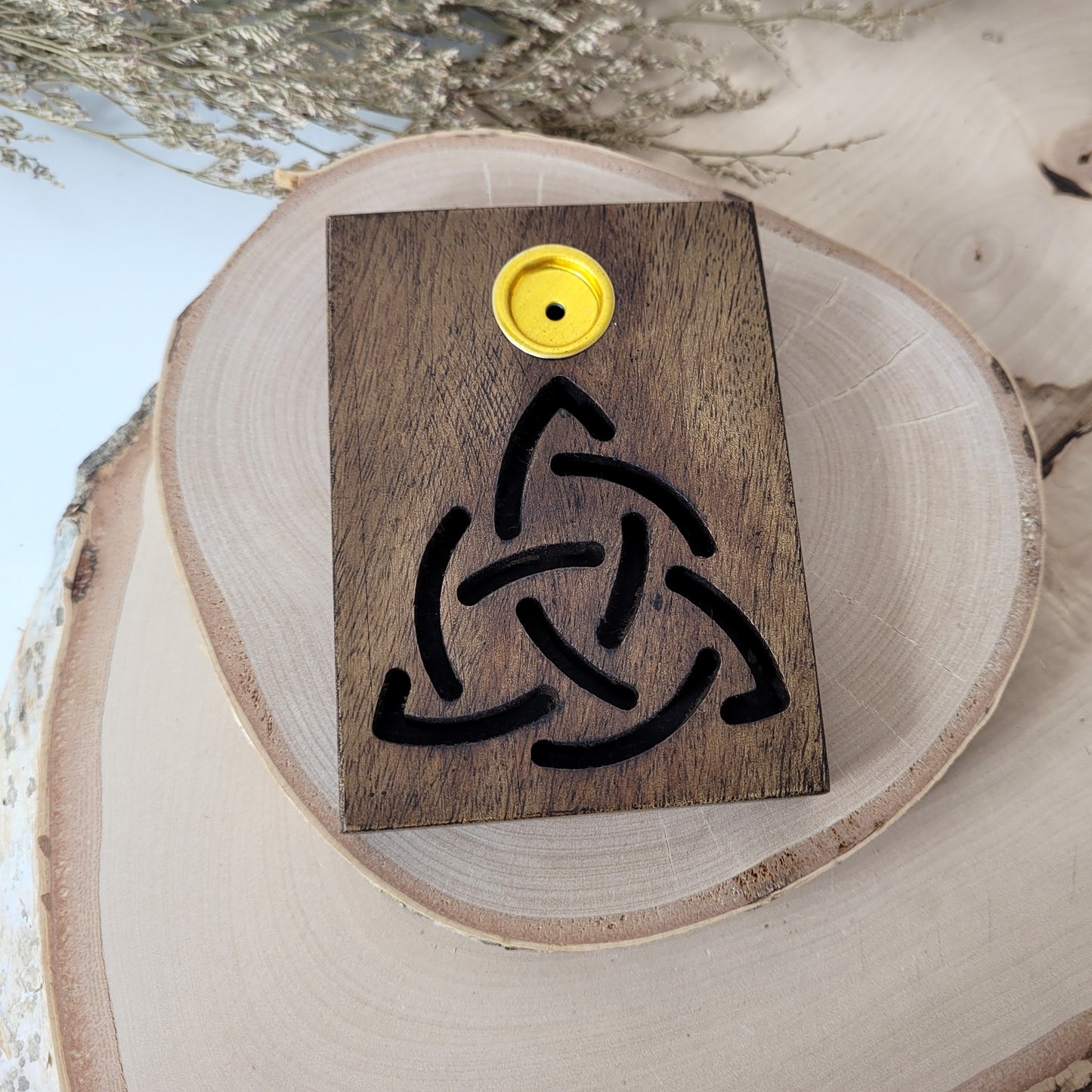 Backflow Räucherkegelhalter Trinitätsknoten Mangoholz