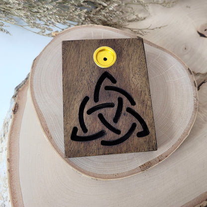 Backflow Räucherkegelhalter Trinitätsknoten Mangoholz