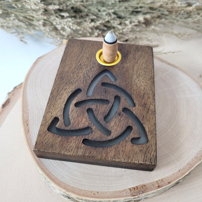 Backflow Räucherkegelhalter Trinitätsknoten Mangoholz