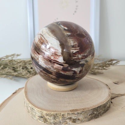 Versteinertes Holz XL Kugel 10,1cm Durchmesser,  1597g