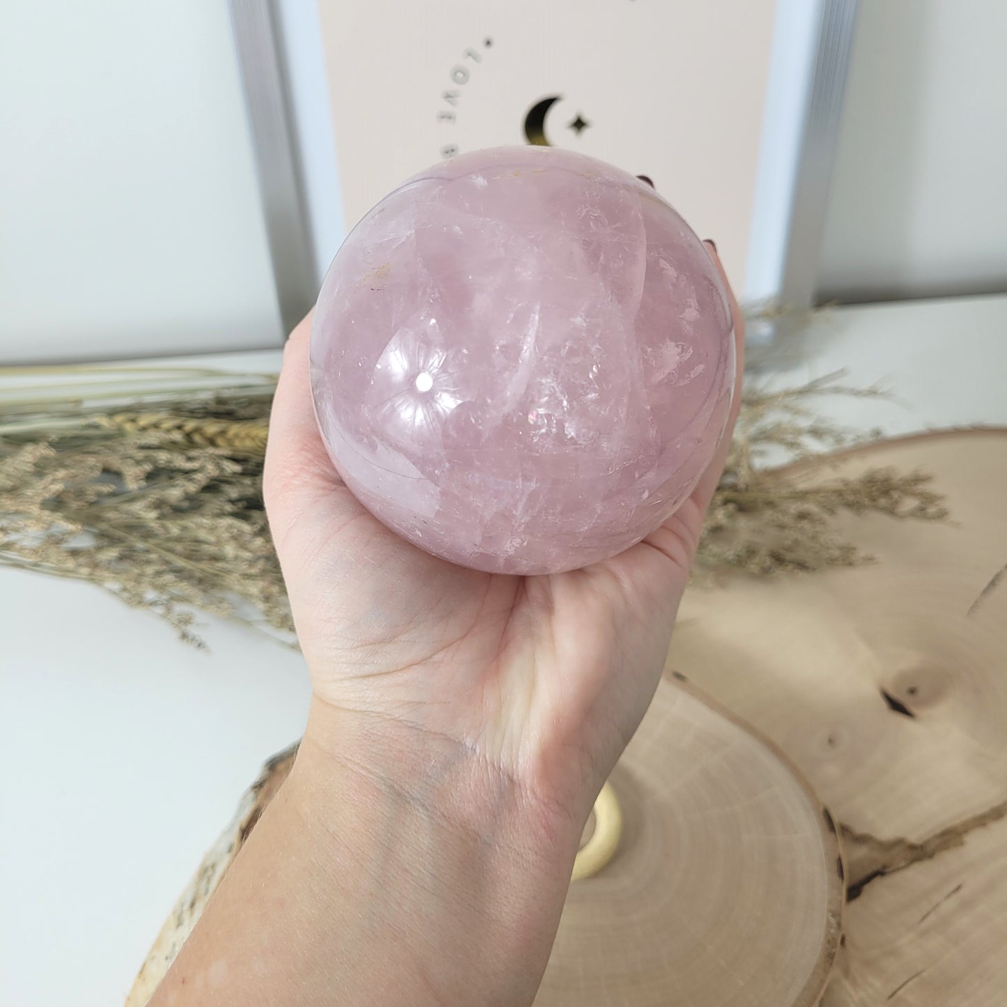 Rosenquarz Sternrosenquarz Kugel 8,3 cm Durchmesser, 817g