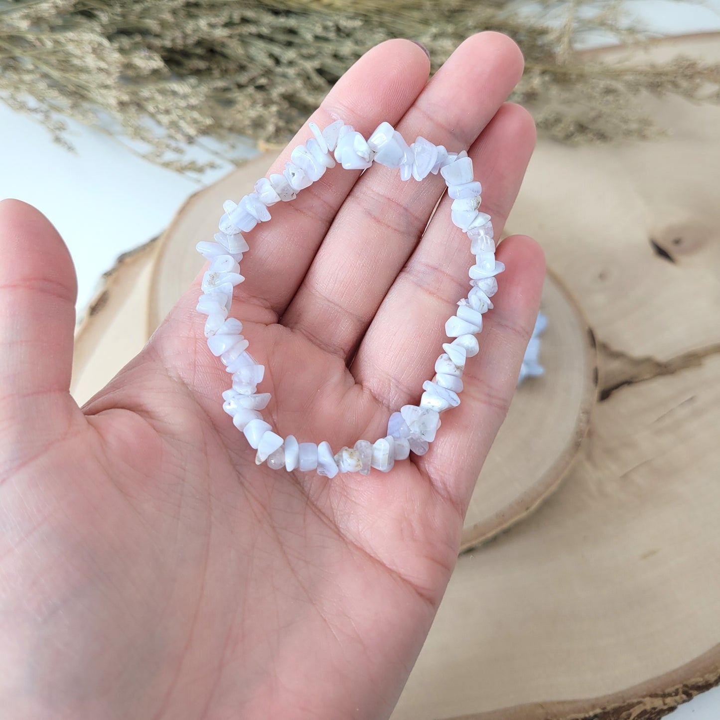 Splitterarmband Blauer Chalcedon